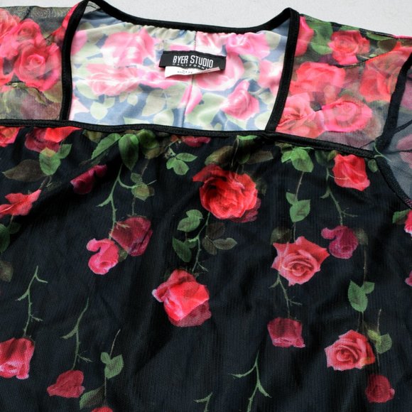 NWT GIRL'S 16 AMY BYER ROSES ON BLACK LONG DRESS - Picture 3 of 4
